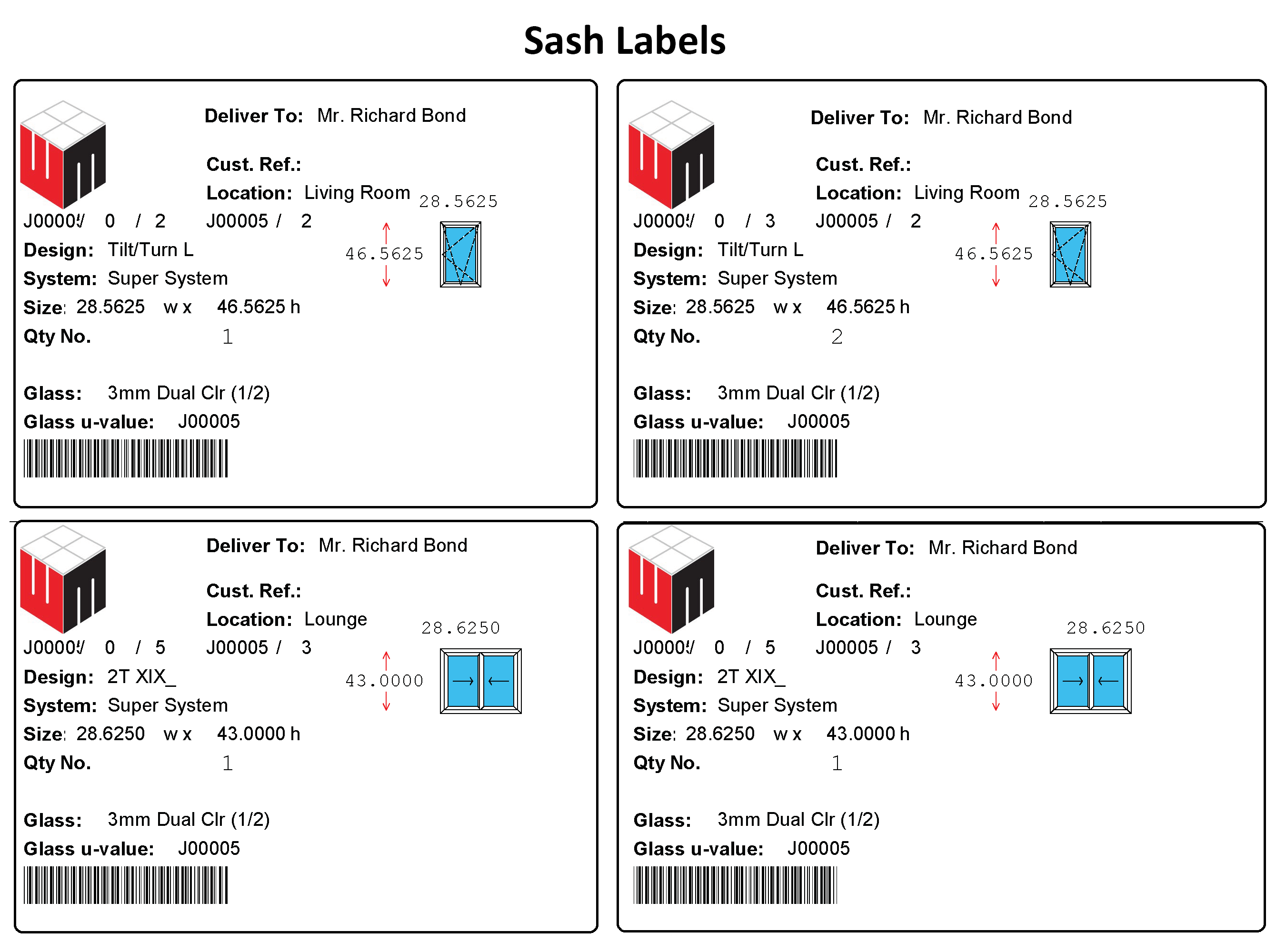 Profile Labels & Sash Labels